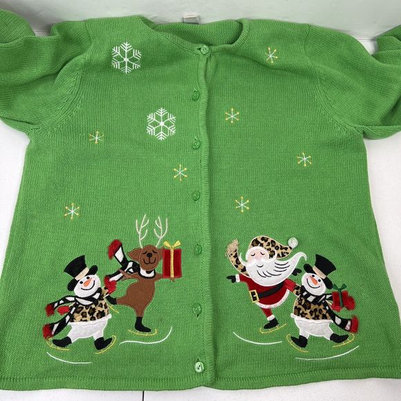 Classic Elements Festive Green Cardigan - Picture 10 of 11